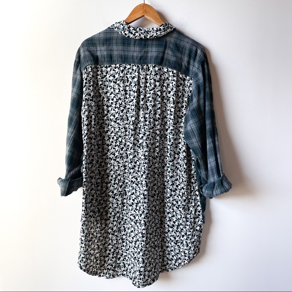 LF FURST OF A KIND Floral Plaid Flannel Shirt